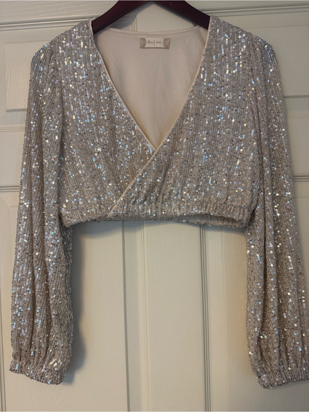 Altar’d State Sequin Crop Top - Champagne - Size S